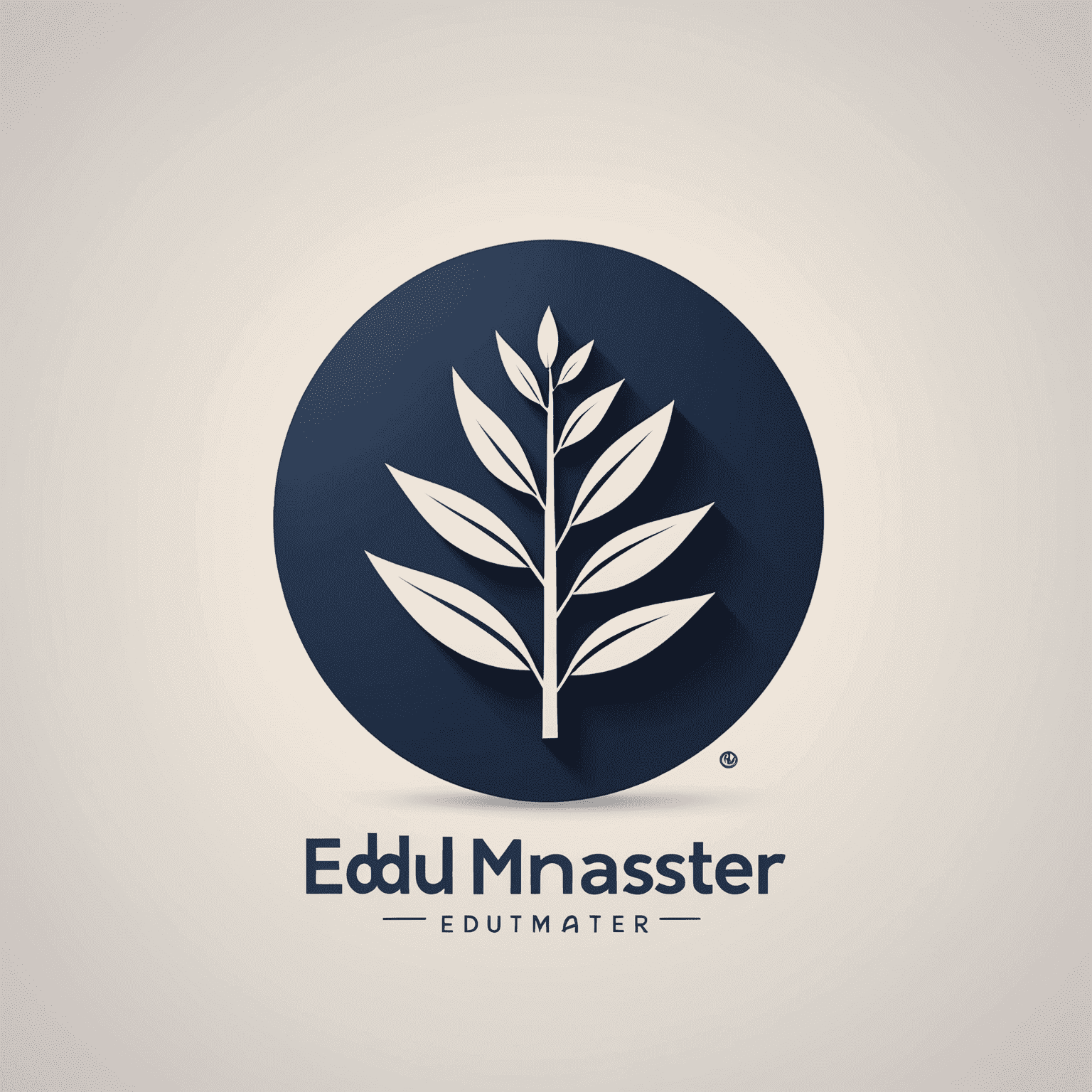 Logo edu-master przedstawiające minimalistyczny wordmark w głębokim granatowym kolorze z abstrakcyjnym symbolem wzrostu